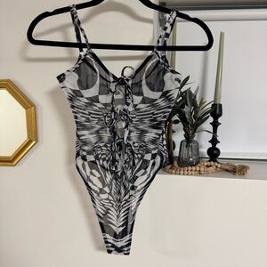 Mesh Tie Up Bodysuit - NEW Tag On ( rave / festival )